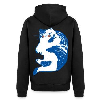 LAUNENHAFT - Unisex Premium Bio Zip Hoodie - Schwarz - Hinten - Nico (187cm)