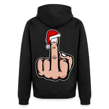 Doigt d’honneur de Noël avec chapeau de Père Noël - Veste à capuche bio Premium Unisexe - noir - Dos - Nico (187cm)
