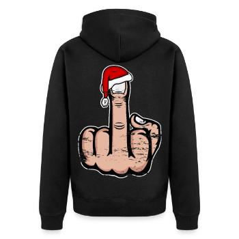 Doigt d’honneur de Noël avec chapeau de Père Noël - Veste à capuche bio Premium Unisexe - noir - Dos - Nico (187cm)