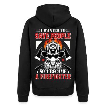 Fire brigade - Unisex Premium Organic Zip Hoodie - black - Back - Nico (187cm)