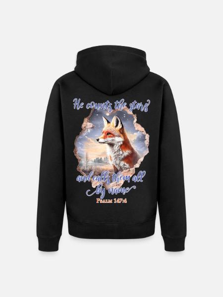 Fox Bible Verse Christian - Unisex Premium Organic Zip Hoodie - black