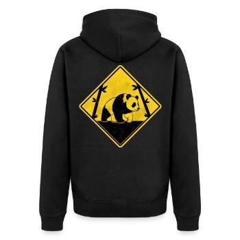 Panda panneau de signalisation jaune - Veste à capuche bio Premium Unisexe - noir - Dos - Nico (187cm)
