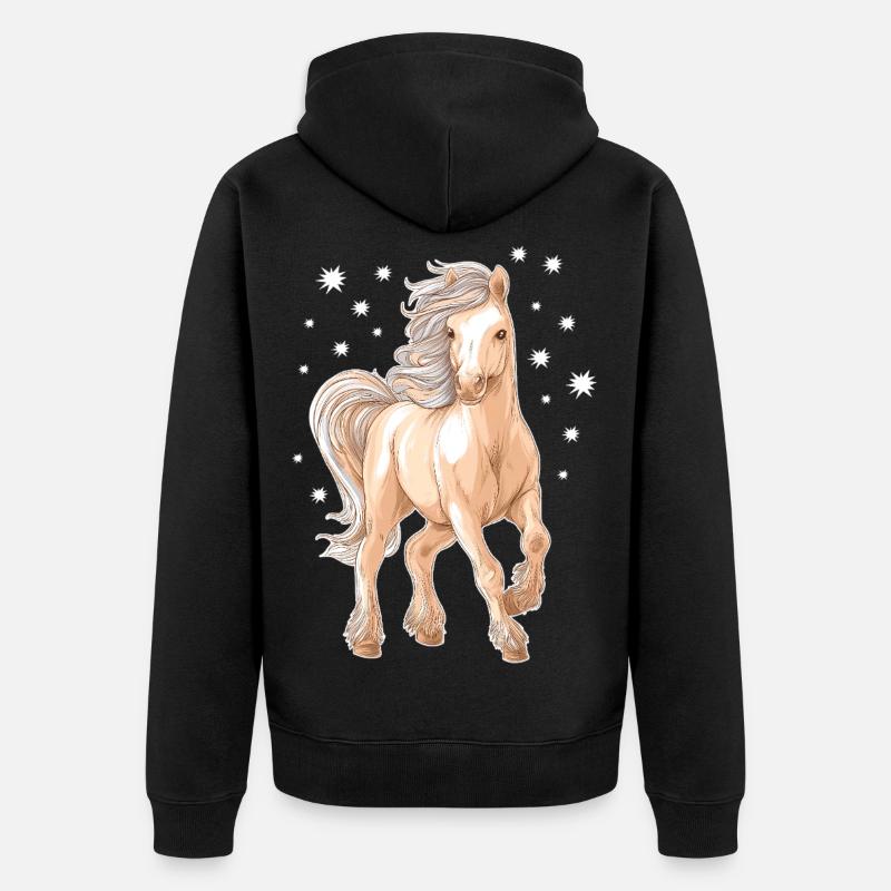 Pferd Pony - Unisex Premium Bio Zip Hoodie - Schwarz