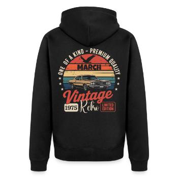 Anniversary March 1975 Year Limited Edition 1975 - Unisex Premium Organic Zip Hoodie - black - Back - Nico (187cm)