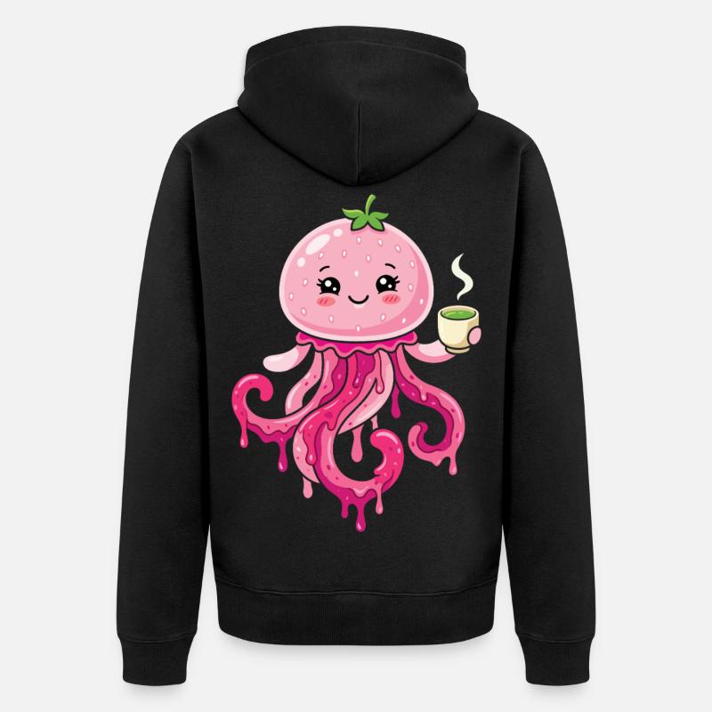 Méduse matcha de Kawaii mignonne - Veste à capuche bio Premium Unisexe - noir