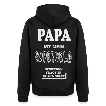Papa Superheld Vatertag - Unisex Premium Bio Zip Hoodie - Schwarz - Hinten - Nico (187cm)