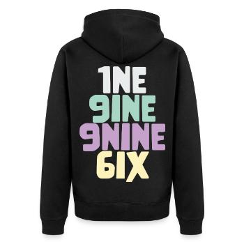 Vintage 1996 - Unisex Premium Bio Zip Hoodie - Schwarz - Hinten - Nico (187cm)