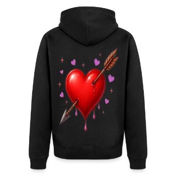 Heart Pierced by Arrow – Minimal Love Design - Veste à capuche bio Premium Unisexe - noir - Dos - Nico (187cm)