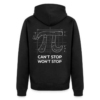 Pi Can't Stop Won't Stop Math Humor - Unisex Premium Organic Zip Hoodie - black - Back - Nico (187cm)