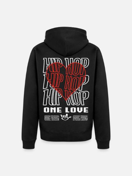 Hip Hop - One Love - Unisex Premium Bio Zip Hoodie - Schwarz
