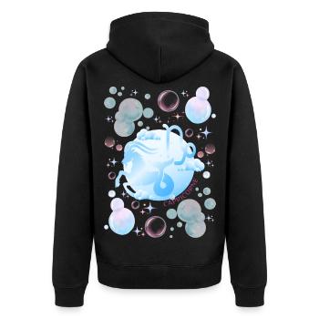 Steinbock-Frau – Astrologiegeschenk - Unisex Premium Bio Zip Hoodie - Schwarz - Hinten - Nico (187cm)