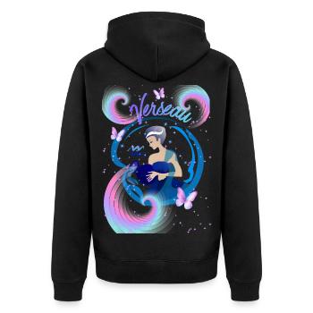 Wassermannfrau – Astrologiegeschenk - Unisex Premium Bio Zip Hoodie - Schwarz - Hinten - Nico (187cm)