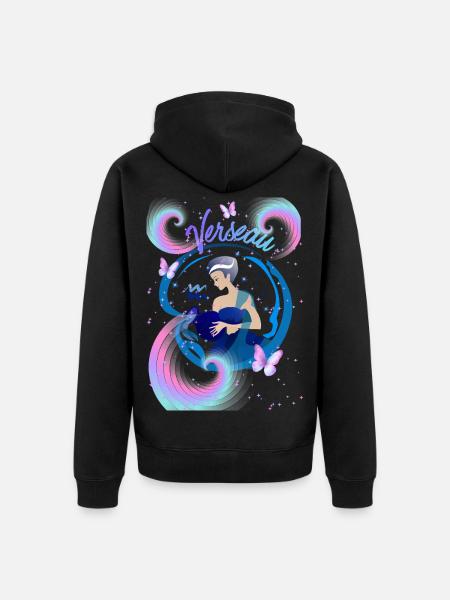 Aquarius Woman – Astrology Gift - Unisex Premium Organic Zip Hoodie - black