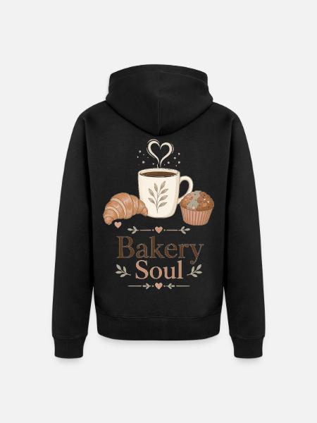 Bakery Soul Kaffee Kunst - Unisex Premium Bio Zip Hoodie - Schwarz