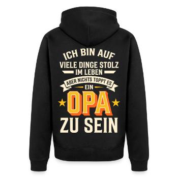 Stolzer Opa - Nichts toppt es ein Opa zu sein - Unisex Premium Bio Zip Hoodie - Schwarz - Hinten - Nico (187cm)