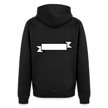 Weißer Ribbon Banner - Unisex Premium Bio Zip Hoodie - Schwarz - Hinten - Nico (187cm)
