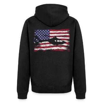 Helikopter Hubschrauber Pilot Heli - Unisex Premium Bio Zip Hoodie - Schwarz - Hinten - Nico (187cm)