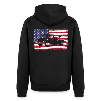 Abschleppwagen Abschleppdienst Abschlepper - Unisex Premium Bio Zip Hoodie - Schwarz - Hinten - Nico (187cm)