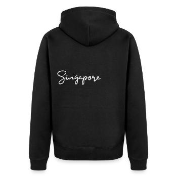 Singapore - Unisex Premium Organic Zip Hoodie - black - Back - Nico (187cm)
