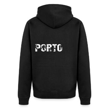 Porto Portugal Beach Palms - Unisex Premium Bio Zip Hoodie - Schwarz - Hinten - Nico (187cm)