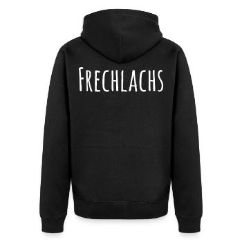 Frechlachs, Frechdachs - Unisex Premium Bio Zip Hoodie - Schwarz - Hinten - Nico (187cm)