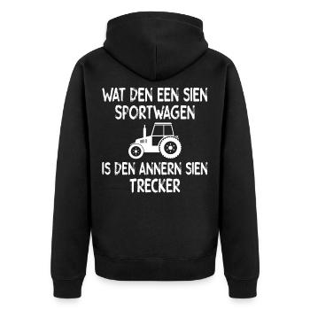 Der Trecker - Unisex Premium Bio Zip Hoodie - Schwarz - Hinten - Nico (187cm)