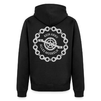 Radfahrer - Unisex Premium Bio Zip Hoodie - Schwarz - Hinten - Nico (187cm)
