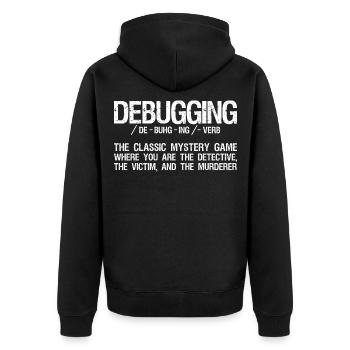 Informatiker Coding - Debugging Programmieren - Unisex Premium Bio Zip Hoodie - Schwarz - Hinten - Nico (187cm)