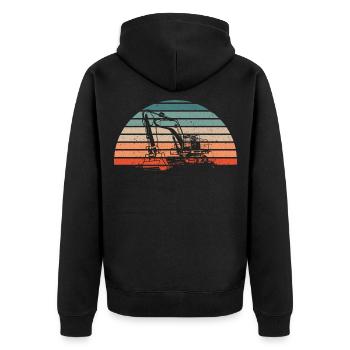 Retro Bagger Baggerführer Vintage Baggerfahrer - Unisex Premium Bio Zip Hoodie - Schwarz - Hinten - Nico (187cm)
