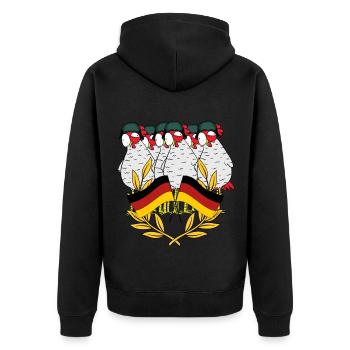 Deutschland Soldaten Hühner Krieger Veteran Helm - Unisex Premium Bio Zip Hoodie - Schwarz - Hinten - Nico (187cm)