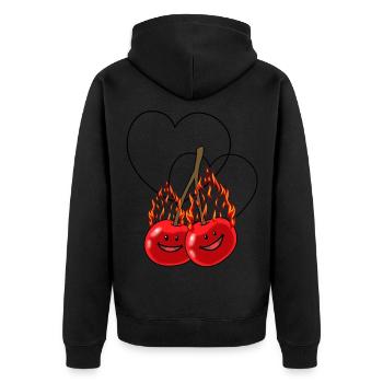 cerises ardentes cerise cœurs de fruits chauds - Veste à capuche bio Premium Unisexe - noir - Dos - Nico (187cm)