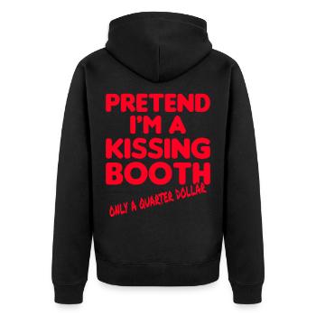 Pretend I'm a Kissing Booth Kuss Küssen - Unisex Premium Bio Zip Hoodie - Schwarz - Hinten - Nico (187cm)