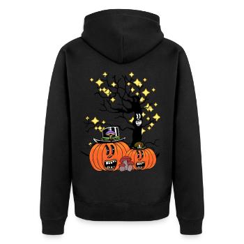 Night Sky Horror Halloween October Pumpkin Child - Unisex Premium Organic Zip Hoodie - black - Back - Nico (187cm)