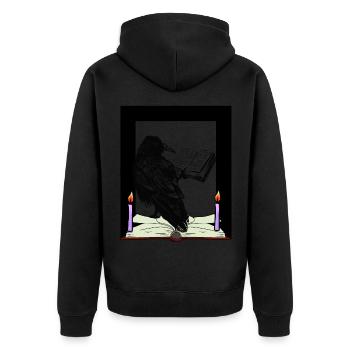 Raven Book Books Scholarly Learning Studying University - Unisex Premium Organic Zip Hoodie - black - Back - Nico (187cm)