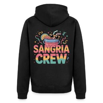 Sangria Crew Malle Gruppen Party Mallorca 2025 - Unisex Premium Bio Zip Hoodie - Schwarz - Hinten - Nico (187cm)