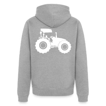 Traktor Trecker - Unisex Premium Bio Zip Hoodie - Grau meliert - Hinten - Nico (187cm)