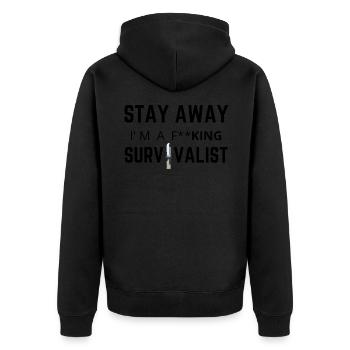 KING SURVIVALIST - Unisex Premium Organic Zip Hoodie - black - Back - Nico (187cm)