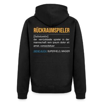 Handball - Unisex Premium Bio Zip Hoodie - Schwarz - Hinten - Nico (187cm)