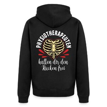 Physiotherapie Physiotherapeut Krankengymnastik - Unisex Premium Bio Zip Hoodie - Schwarz - Hinten - Nico (187cm)