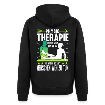 Physiotherapie Physiotherapeut Krankengymnastik - Unisex Premium Bio Zip Hoodie - Schwarz - Hinten - Nico (187cm)