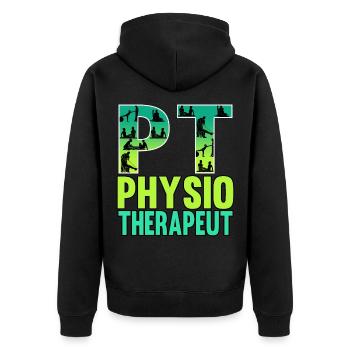 Physiotherapeut Physiotherapeut Krankengymnastik - Unisex Premium Bio Zip Hoodie - Schwarz - Hinten - Nico (187cm)