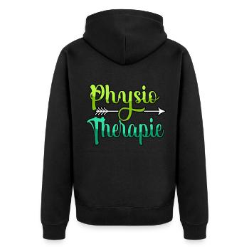 Physiotherapie Physiotherapeut Krankengymnastik - Unisex Premium Bio Zip Hoodie - Schwarz - Hinten - Nico (187cm)