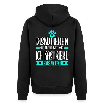 Tierarzt Tierarzthelferin Tierarztpraxis Tiere - Unisex Premium Bio Zip Hoodie - Schwarz - Hinten - Nico (187cm)