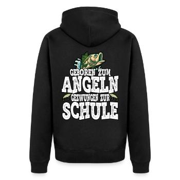 Angler Fisherman Fishing Rod Fishing Equipment Saying - Unisex Premium Organic Zip Hoodie - black - Back - Nico (187cm)
