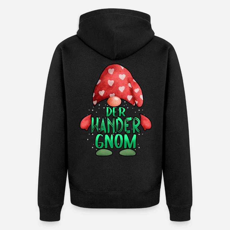 Wandern Wanderer Der Wander Gnom - Unisex Premium Bio Zip Hoodie - Schwarz