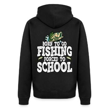 Drôle né pour aller à la pêche forcé à l’école - Veste à capuche bio Premium Unisexe - noir - Dos - Nico (187cm)