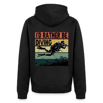 Vintage I'd Rather Be Diving Scuba Diving Divers - Unisex Premium Bio Zip Hoodie - Schwarz - Hinten - Nico (187cm)