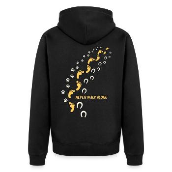Funny Never Walk Alone Dog Lover Dogs Footprints - Unisex Premium Bio Zip Hoodie - Schwarz - Hinten - Nico (187cm)