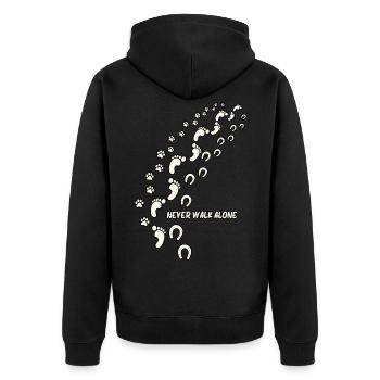 Funny Never Walk Alone Dog Lover Dogs Footprints - Unisex Premium Organic Zip Hoodie - black - Back - Nico (187cm)
