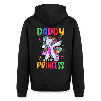 Unicorn Daddy Of The Birthday Princess Celebration - Unisex Premium Bio Zip Hoodie - Schwarz - Hinten - Nico (187cm)